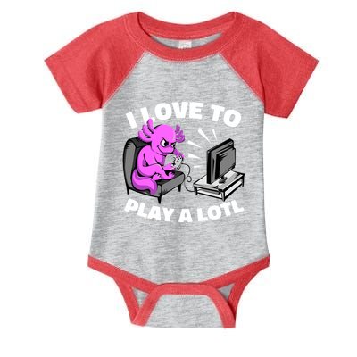 I Love To Play A Lotl Axolotl Gamesolotl Funny Gamer Infant Baby Jersey Bodysuit