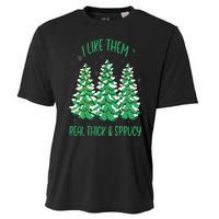 I Like Them Real Thick And Sprucey Funny Christmas Tree Cooling Performance Crew T-Shirt