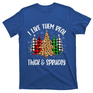 I Like Them Thick And Sprucey Xmas Plaid Leopard Christmas Great Gift T-Shirt