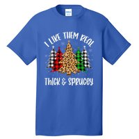 I Like Them Thick And Sprucey Xmas Plaid Leopard Christmas Great Gift Tall T-Shirt