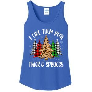 I Like Them Thick And Sprucey Xmas Plaid Leopard Christmas Great Gift Ladies Essential Tank