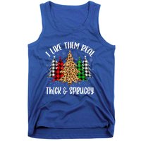 I Like Them Thick And Sprucey Xmas Plaid Leopard Christmas Great Gift Tank Top