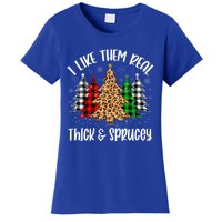 I Like Them Thick And Sprucey Xmas Plaid Leopard Christmas Great Gift Women's T-Shirt