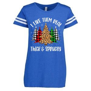 I Like Them Thick And Sprucey Xmas Plaid Leopard Christmas Great Gift Enza Ladies Jersey Football T-Shirt