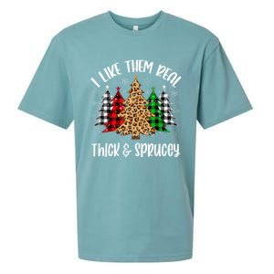 I Like Them Thick And Sprucey Xmas Plaid Leopard Christmas Great Gift Sueded Cloud Jersey T-Shirt