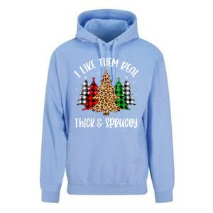 I Like Them Thick And Sprucey Xmas Plaid Leopard Christmas Great Gift Unisex Surf Hoodie