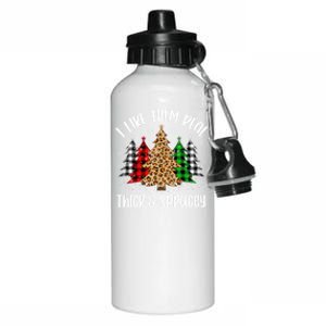 I Like Them Thick And Sprucey Xmas Plaid Leopard Christmas Great Gift Aluminum Water Bottle