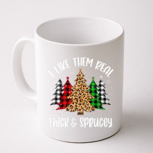 I Like Them Thick And Sprucey Xmas Plaid Leopard Christmas Great Gift Coffee Mug