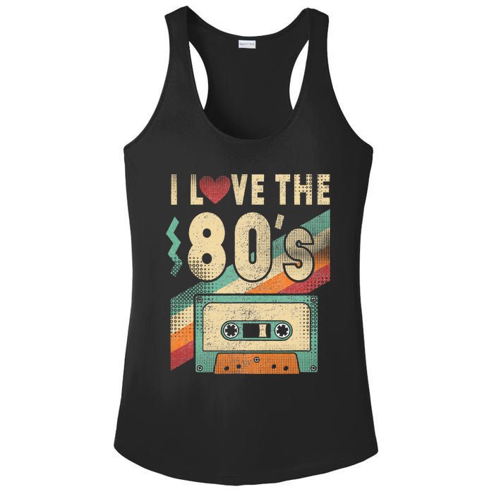 I Love The 80s Vintage Music Party Ladies PosiCharge Competitor Racerback Tank