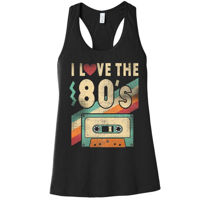 I Love The 80s Vintage Music Party Women's Racerback Tank