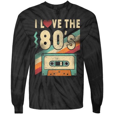 I Love The 80s Vintage Music Party Tie-Dye Long Sleeve Shirt