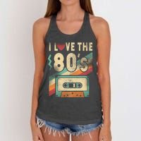 I Love The 80s Vintage Music Party Women's Knotted Racerback Tank