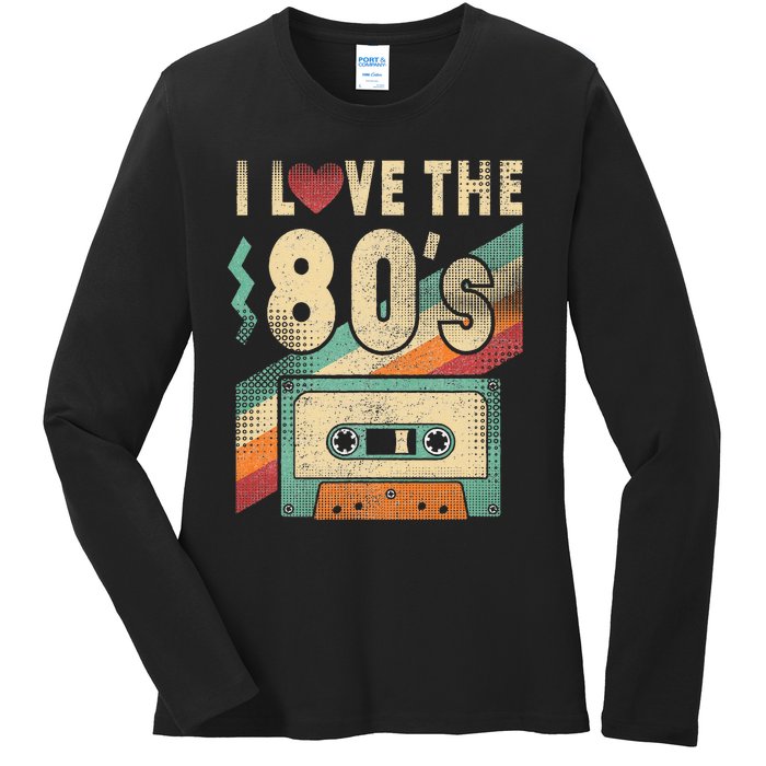 I Love The 80s Vintage Music Party Ladies Long Sleeve Shirt