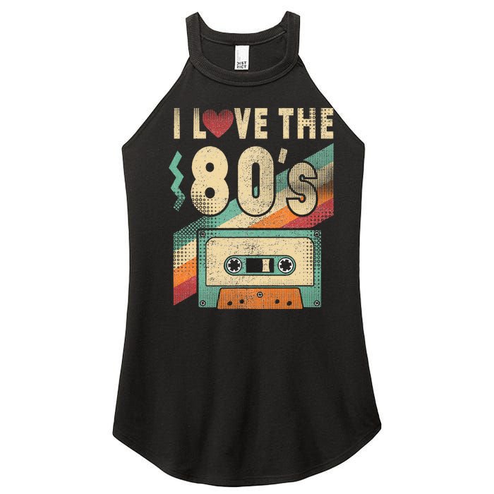 I Love The 80s Vintage Music Party Women's Perfect Tri Rocker Tank