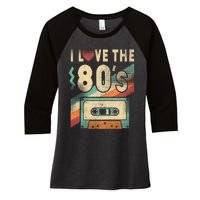 I Love The 80s Vintage Music Party Women's Tri-Blend 3/4-Sleeve Raglan Shirt