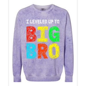 I Leveled Up To Big Bro Funny Gamer Brother Gift Colorblast Crewneck Sweatshirt