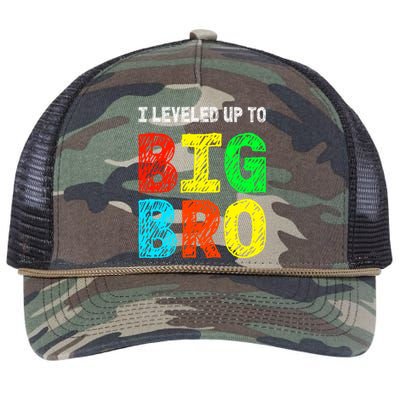 I Leveled Up To Big Bro Funny Gamer Brother Gift Retro Rope Trucker Hat Cap