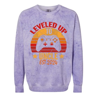 I Leveled Up To Uncle Est 2024 Video Gamer Pregnancy Colorblast Crewneck Sweatshirt