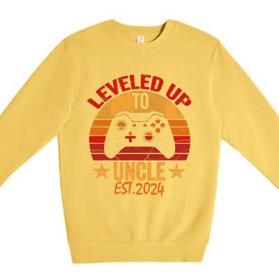 I Leveled Up To Uncle Est 2024 Video Gamer Pregnancy Premium Crewneck Sweatshirt