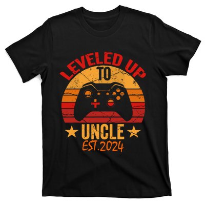 I Leveled Up To Uncle Est 2024 Video Gamer Pregnancy T-Shirt