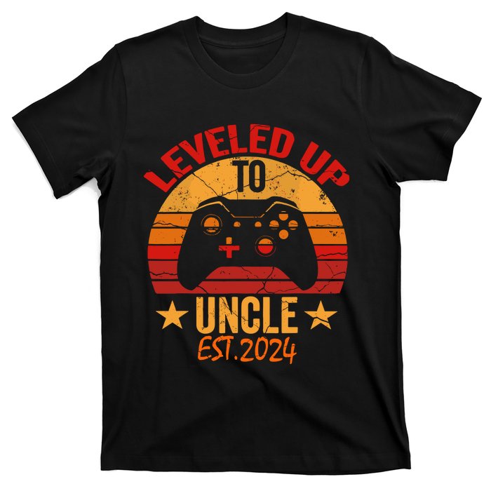 I Leveled Up To Uncle Est 2024 Video Gamer Pregnancy T-Shirt