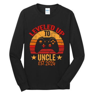 I Leveled Up To Uncle Est 2024 Video Gamer Pregnancy Tall Long Sleeve T-Shirt