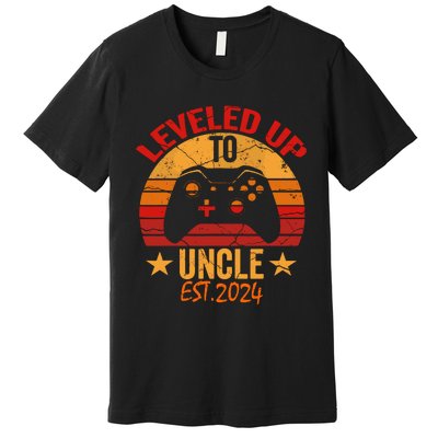 I Leveled Up To Uncle Est 2024 Video Gamer Pregnancy Premium T-Shirt