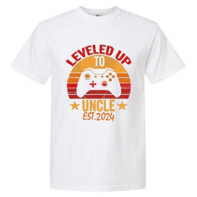 I Leveled Up To Uncle Est 2024 Video Gamer Pregnancy Garment-Dyed Heavyweight T-Shirt