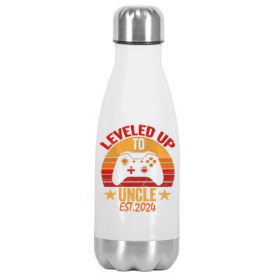 I Leveled Up To Uncle Est 2024 Video Gamer Pregnancy Stainless Steel Insulated Water Bottle