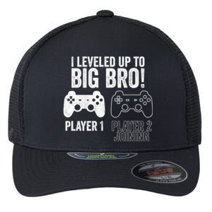 I Leveled Up To Big Bro! New Older Brother Gamer Player 2 Gift Flexfit Unipanel Trucker Cap