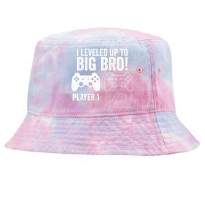 I Leveled Up To Big Bro! New Older Brother Gamer Player 2 Gift Tie-Dyed Bucket Hat