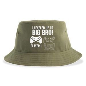 I Leveled Up To Big Bro! New Older Brother Gamer Player 2 Gift Sustainable Bucket Hat