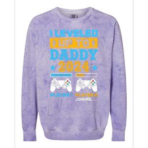 I Leveled Up To Daddy Est 2024 Soon To Be Dad Birthday Gamer Colorblast Crewneck Sweatshirt