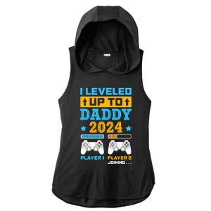 I Leveled Up To Daddy Est 2024 Soon To Be Dad Birthday Gamer Ladies PosiCharge Tri-Blend Wicking Draft Hoodie Tank