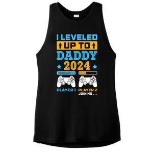 I Leveled Up To Daddy Est 2024 Soon To Be Dad Birthday Gamer Ladies PosiCharge Tri-Blend Wicking Tank