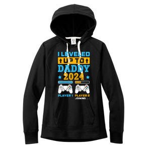 I Leveled Up To Daddy Est 2024 Soon To Be Dad Birthday Gamer Women's Fleece Hoodie