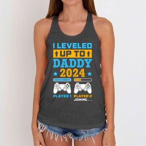 I Leveled Up To Daddy Est 2024 Soon To Be Dad Birthday Gamer Women's Knotted Racerback Tank