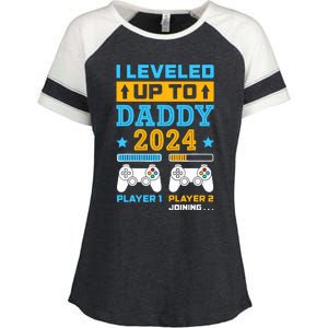 I Leveled Up To Daddy Est 2024 Soon To Be Dad Birthday Gamer Enza Ladies Jersey Colorblock Tee