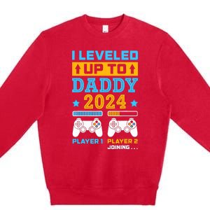 I Leveled Up To Daddy Est 2024 Soon To Be Dad Birthday Gamer Premium Crewneck Sweatshirt