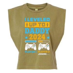 I Leveled Up To Daddy Est 2024 Soon To Be Dad Birthday Gamer Garment-Dyed Women's Muscle Tee