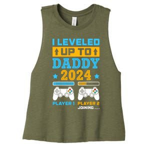 I Leveled Up To Daddy Est 2024 Soon To Be Dad Birthday Gamer Women's Racerback Cropped Tank