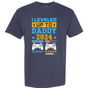 I Leveled Up To Daddy Est 2024 Soon To Be Dad Birthday Gamer Garment-Dyed Heavyweight T-Shirt