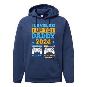 I Leveled Up To Daddy Est 2024 Soon To Be Dad Birthday Gamer Performance Fleece Hoodie