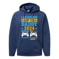 I Leveled Up To Daddy Est 2024 Soon To Be Dad Birthday Gamer Performance Fleece Hoodie