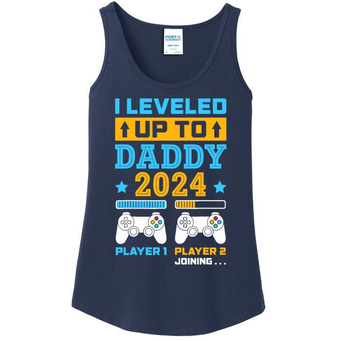 I Leveled Up To Daddy Est 2024 Soon To Be Dad Birthday Gamer Ladies Essential Tank