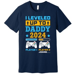 I Leveled Up To Daddy Est 2024 Soon To Be Dad Birthday Gamer Premium T-Shirt