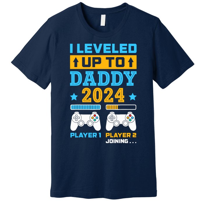 I Leveled Up To Daddy Est 2024 Soon To Be Dad Birthday Gamer Premium T-Shirt