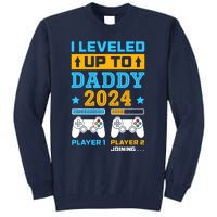 I Leveled Up To Daddy Est 2024 Soon To Be Dad Birthday Gamer Tall Sweatshirt