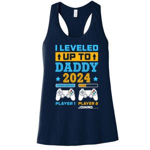 I Leveled Up To Daddy Est 2024 Soon To Be Dad Birthday Gamer Women's Racerback Tank