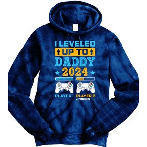 I Leveled Up To Daddy Est 2024 Soon To Be Dad Birthday Gamer Tie Dye Hoodie